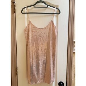 Zara Sequin Blush Slip Dress